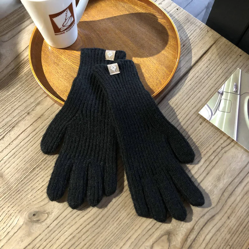 27CM Women Solid Simple Long Knitted Gloves Keep Warm Fingertip Touch Screen Long Style Windproof Outdoor Cycling