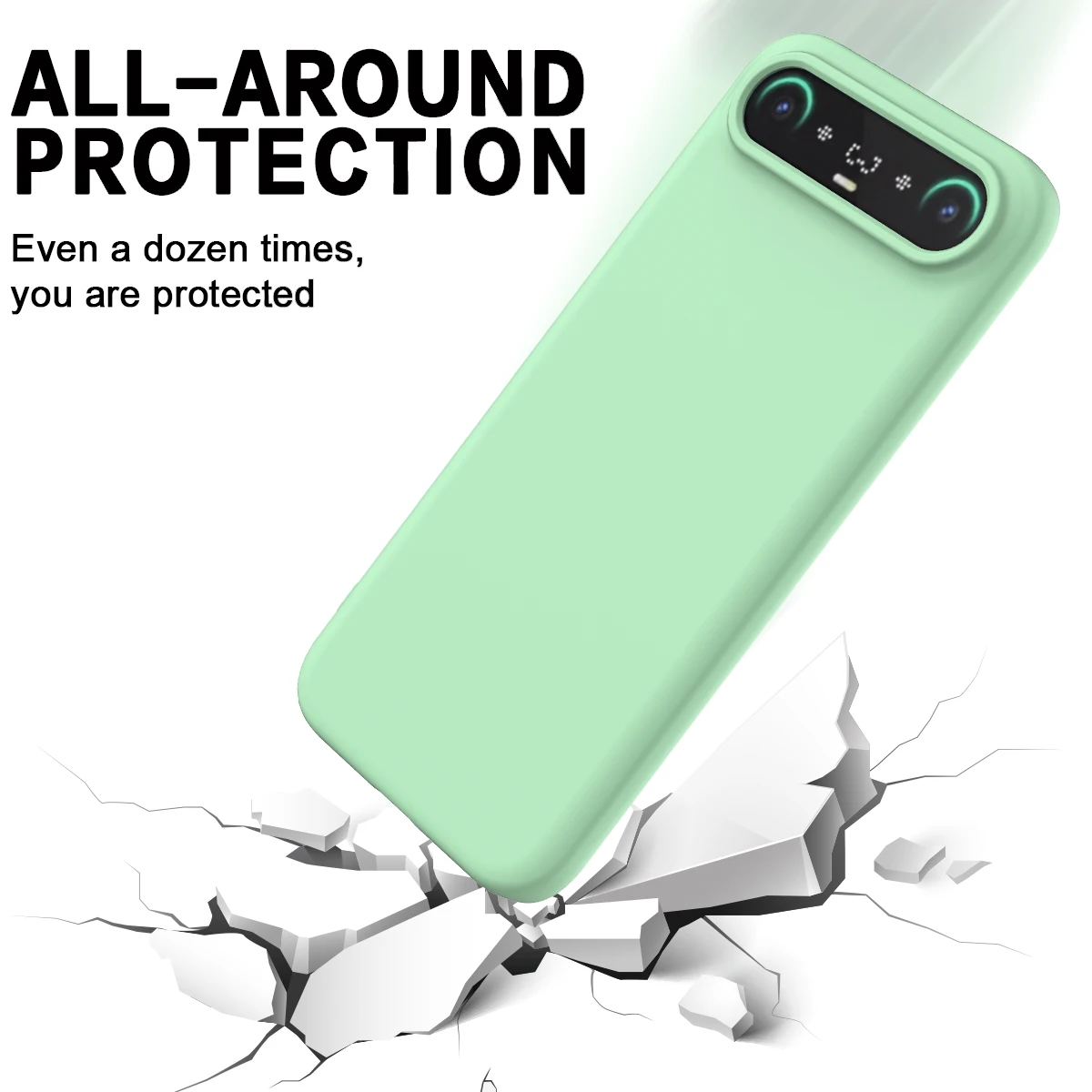 Slim Shockproof Liquid Silicone Phone Case with Protective Strap