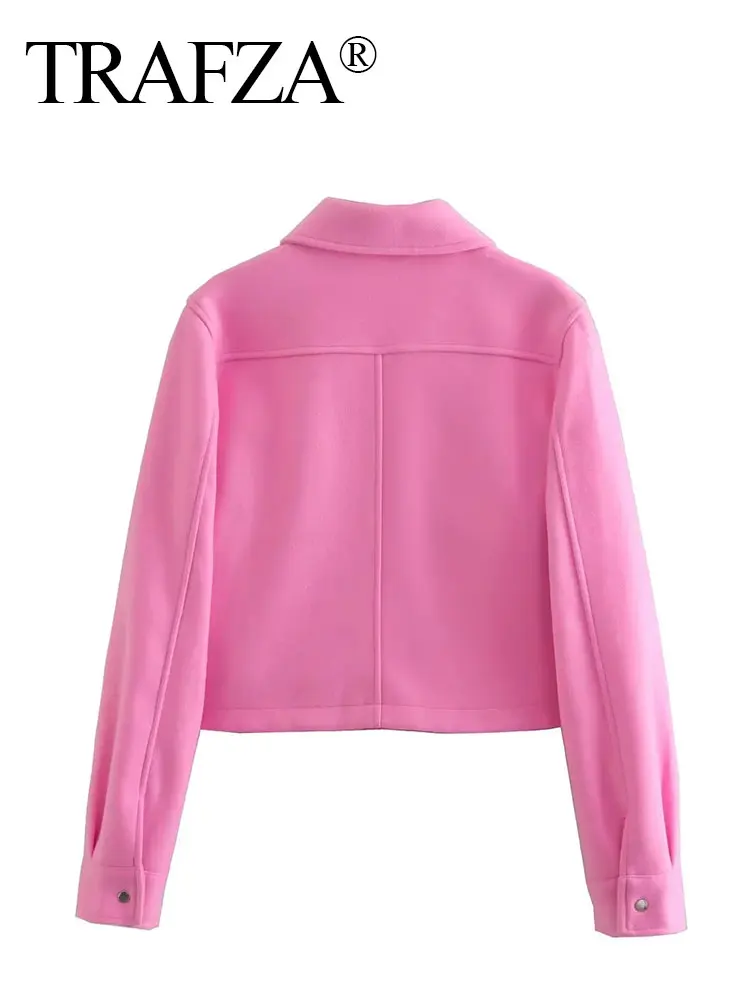 HH Women's Jackets Button Down Turndown Collar Jacket With Pockets Autumn Winter Women Elegant Solid Coat Streetwear