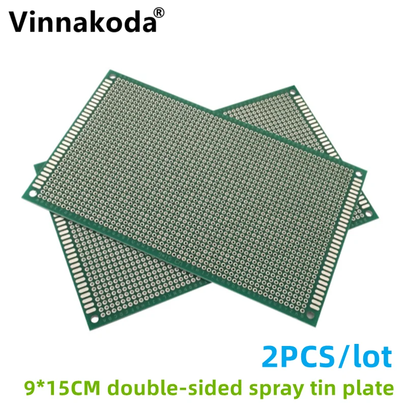 2PCS 9*15CM 2.54mm pitch double-sided spray tin universal board circuit board hole experiment board pcb 2pcs 8 12cm double sided spray tin universal board 1 6mm glass fiber board pcb board experimental board 2 54mm hole board