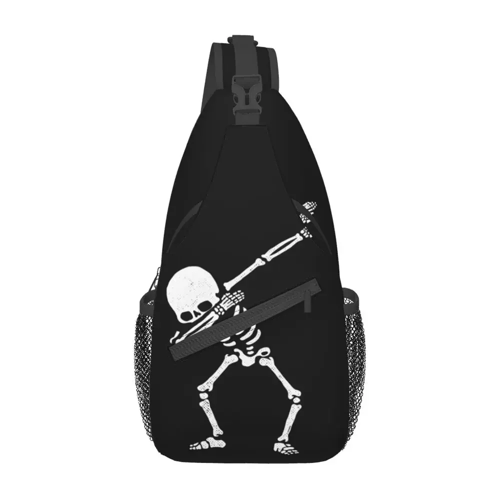 

Casual Funny Dabbing Skeleton Pose Crossbody Sling Backpack Men Hip Hop Skull Shoulder Chest Bags for Travel Cycling