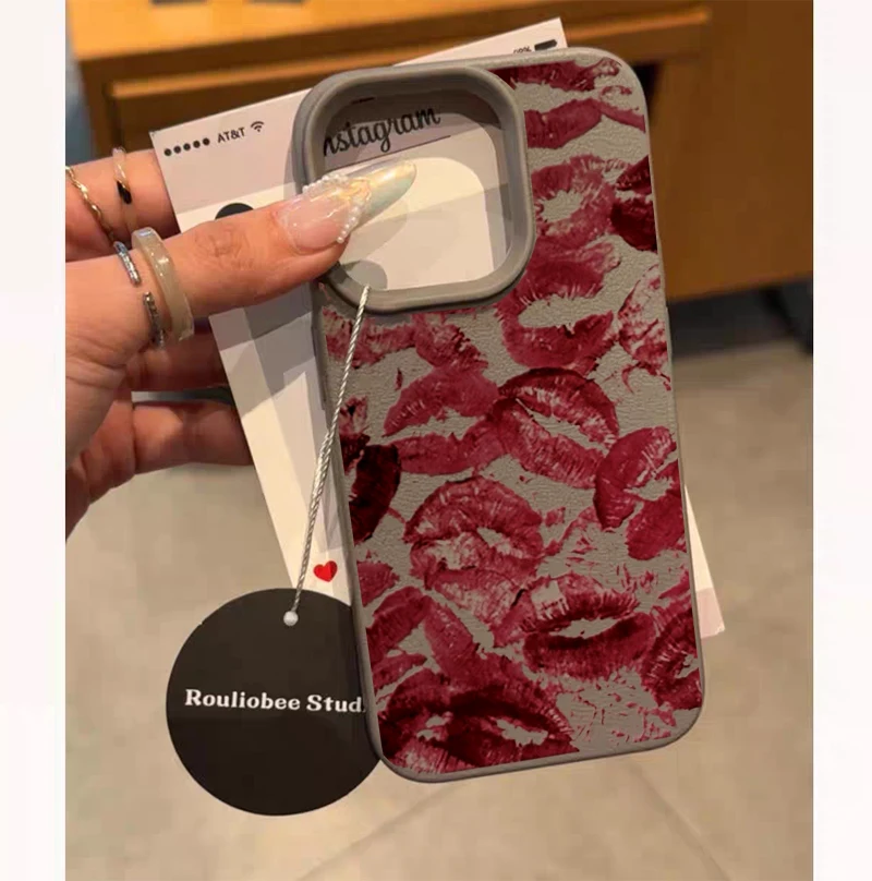 Red Lips Kiss Print Phone Case