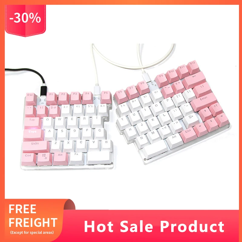 78keys Wired Mechanical Backlit Split Keyboard Pink Keyboard Left and Right Hand Custom Programming Pc Gamer for Laptop for Pc