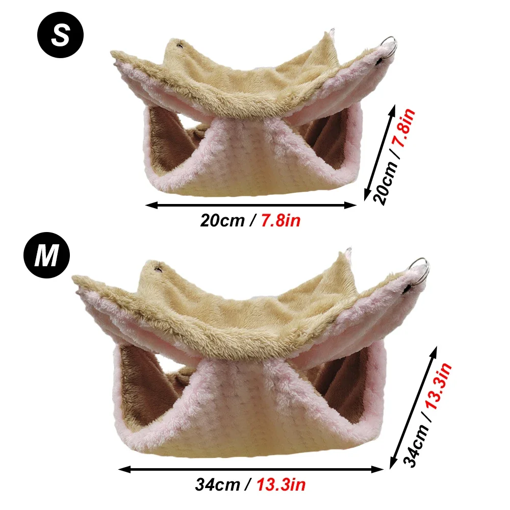 Autumn Winter Warm Hammock Bed Double Thick Plush Bed for Hamster Guinea Pig House Nest Sleep Bag Cage Hanging Bed Pet Supplies - Image 4