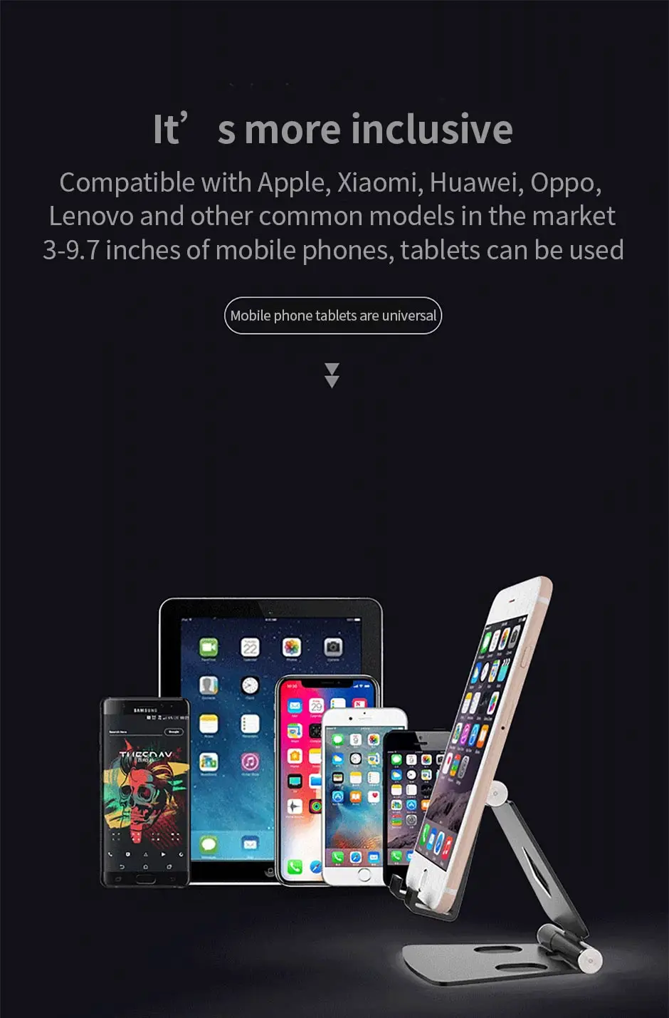 Sfbfc6e3c957748409ef706b9a83474e33 All Metal Aluminum Alloy Mobile Phone Desktop Stand Tablet Stand Lazy Live Portable Folding Mobile Phone Stand Mallzona