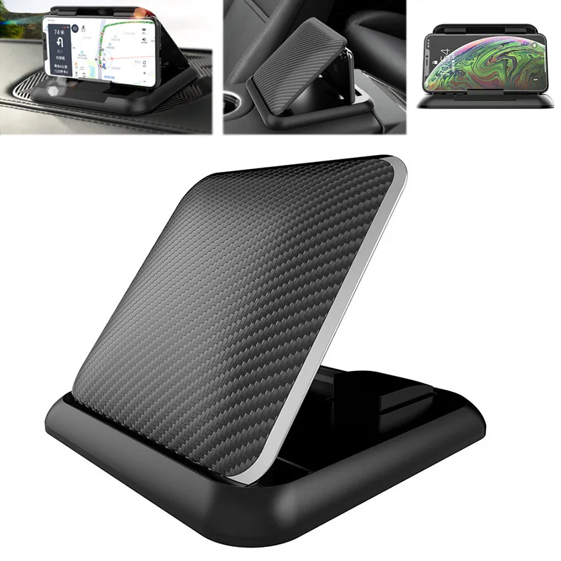 Carbon Fiber Car Phone Holder Dashboard Universal 3 To 7 Inch Mobile Phone Clip Mount Bracket