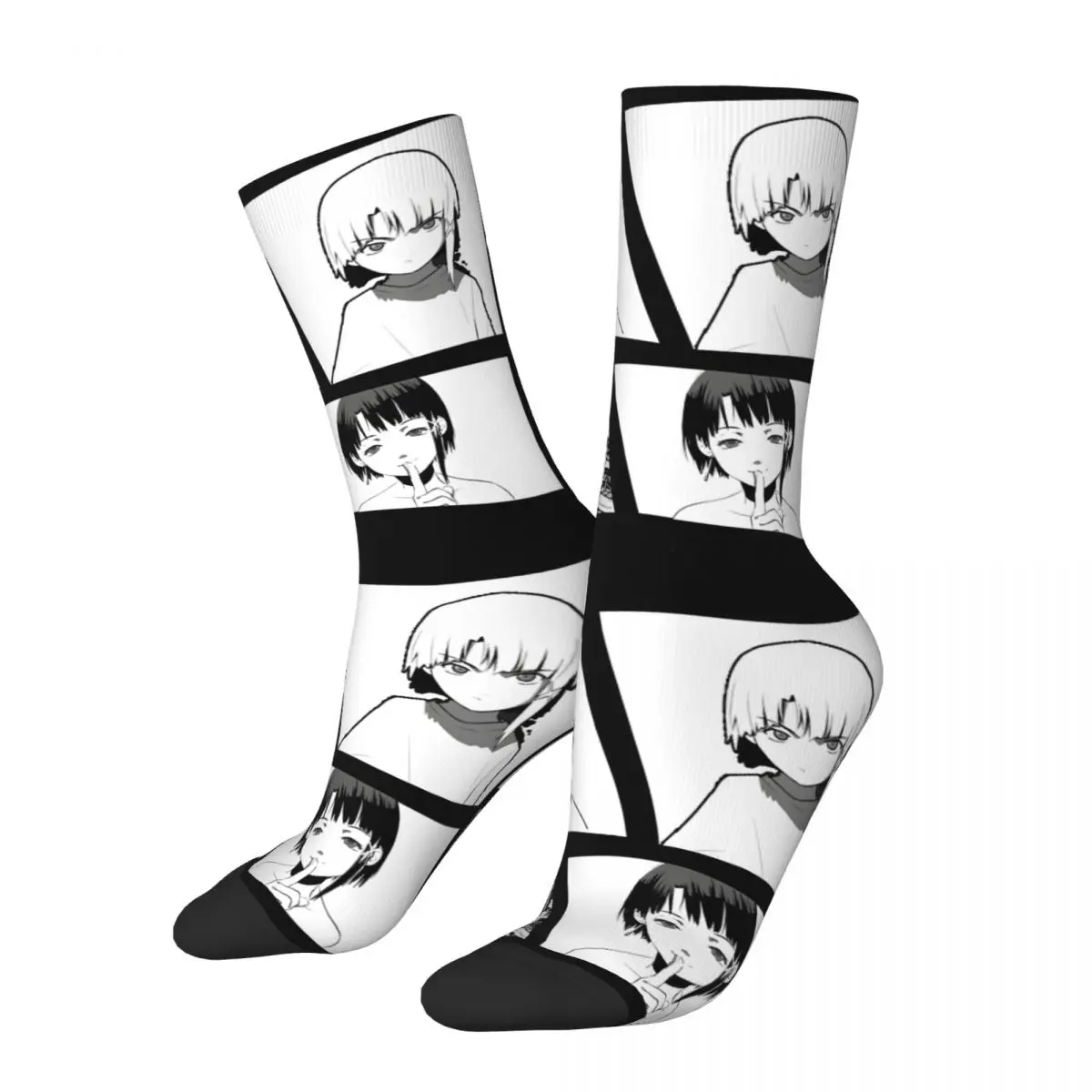 

Funny Sock for Men 16 Colors Hip Hop Harajuku Lain Anime Happy Quality Pattern Printed Boys Crew compression Sock Novelty Gift