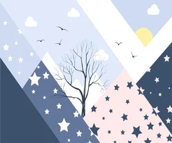 Custom photo wall paper 3D geometric mountains stars background mural home decoration children's room murals 3d wallpaper