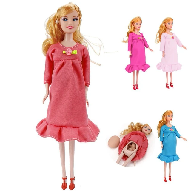 Juego de muñecas Barbie hechas a mano, accesorios para bebés, mamá  embarazada, dama, regalo de cumpleaños para niña, día de Navidad -  AliExpress