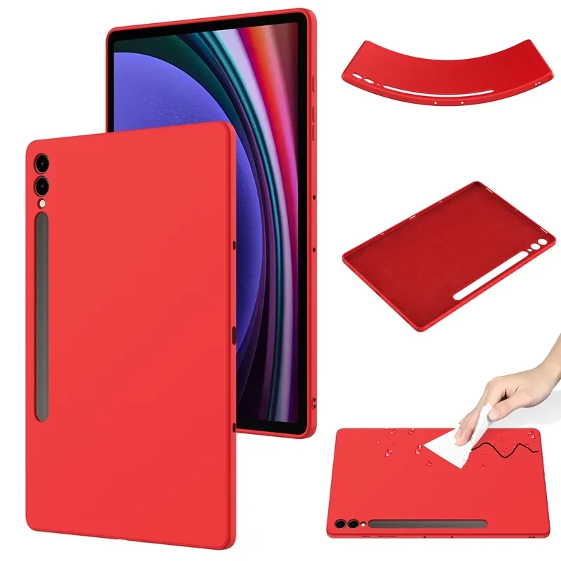 For Samsung Galaxy Tab S9+ / S9 FE Plus Tablet Case ELVEV Shockproof Premium Liquid Silicone Tablet Cover with Flocking