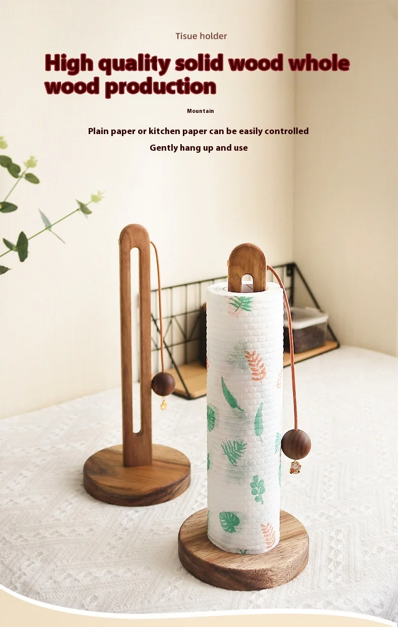 Description Picture 4 of itemWood Roll Paper Holder Toilet Napkin Stand Creative Towel Rack Household Tissue Organizer Hanger Bathroom Decoration Accessories