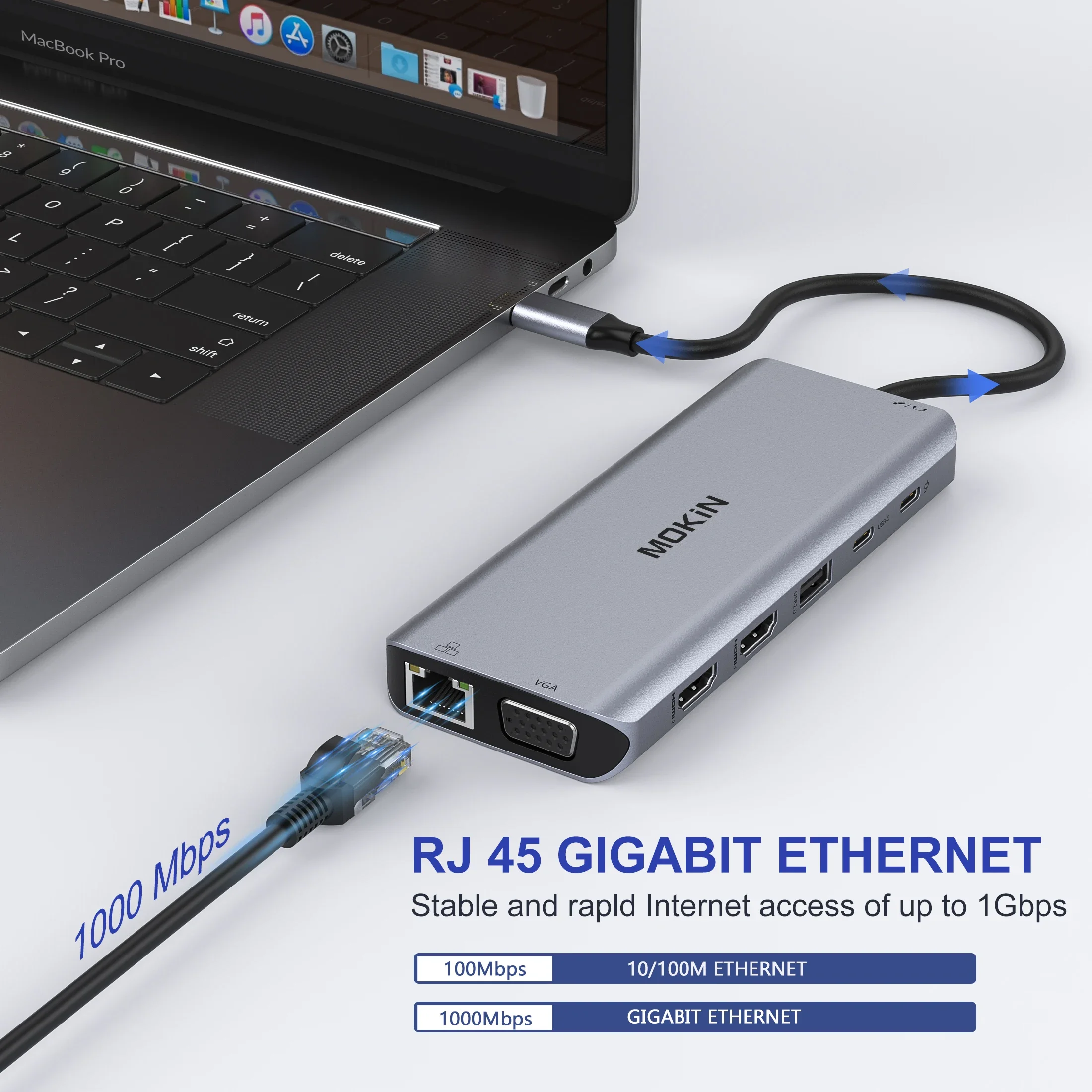 Type C Docking Station Docking Station 14 in 1 Docking Station for MacBook Air/Pro for iPad Thunderbolt Laptop USB 3.0 HDMI 4K 30Hz PD 100W RJ45 1Gbps Audio HUB