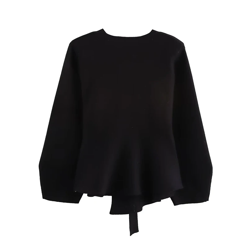 Vintage Lace Up Knit V-neck Jacket Women Solid Full Sleeve Loose Cardigan Top New 2025 Spring Elegant Lady High Street Outwear