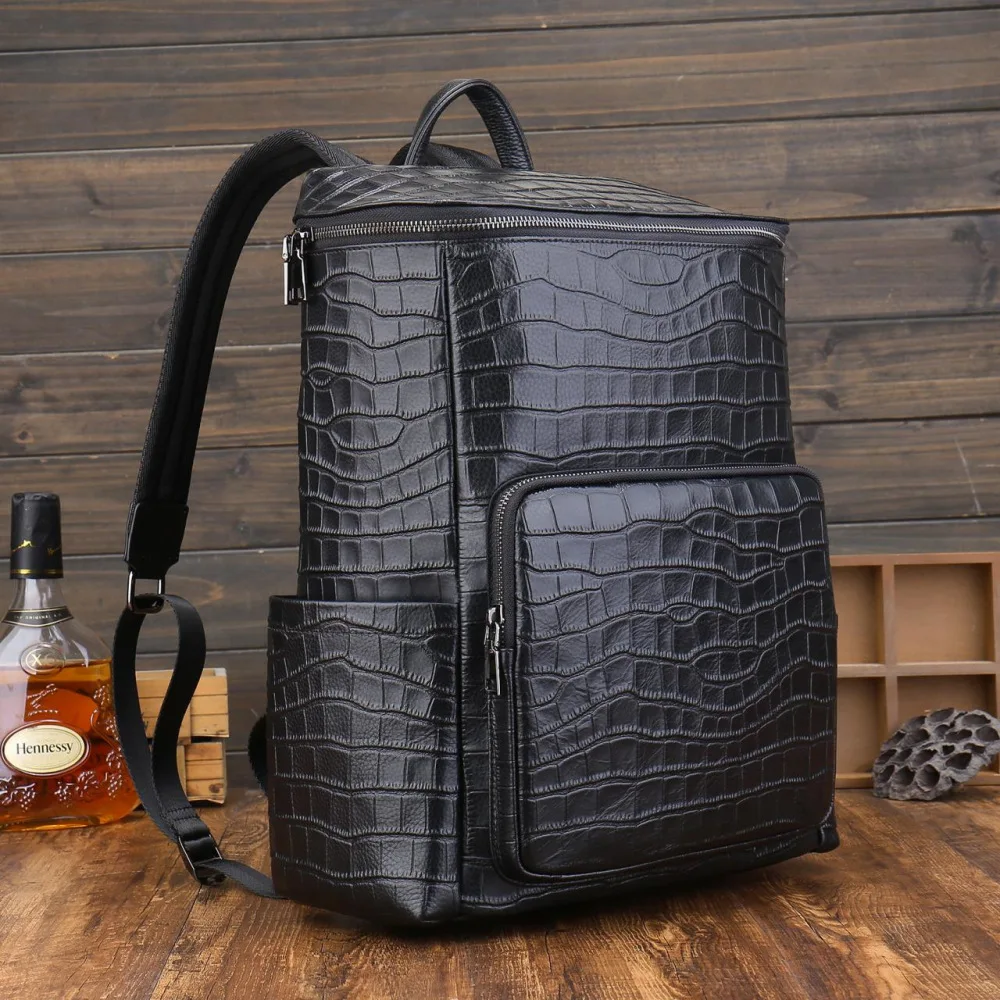 2024 New Fashion Men Backpacks Alligator Male Korean Student Backpack Large Boy Business Casual Laptop School Computer Bags 2