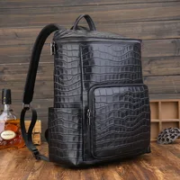 2024 New Fashion Men Backpacks Alligator Male Korean Student Backpack Large Boy Business Casual Laptop School Computer Bags 2
