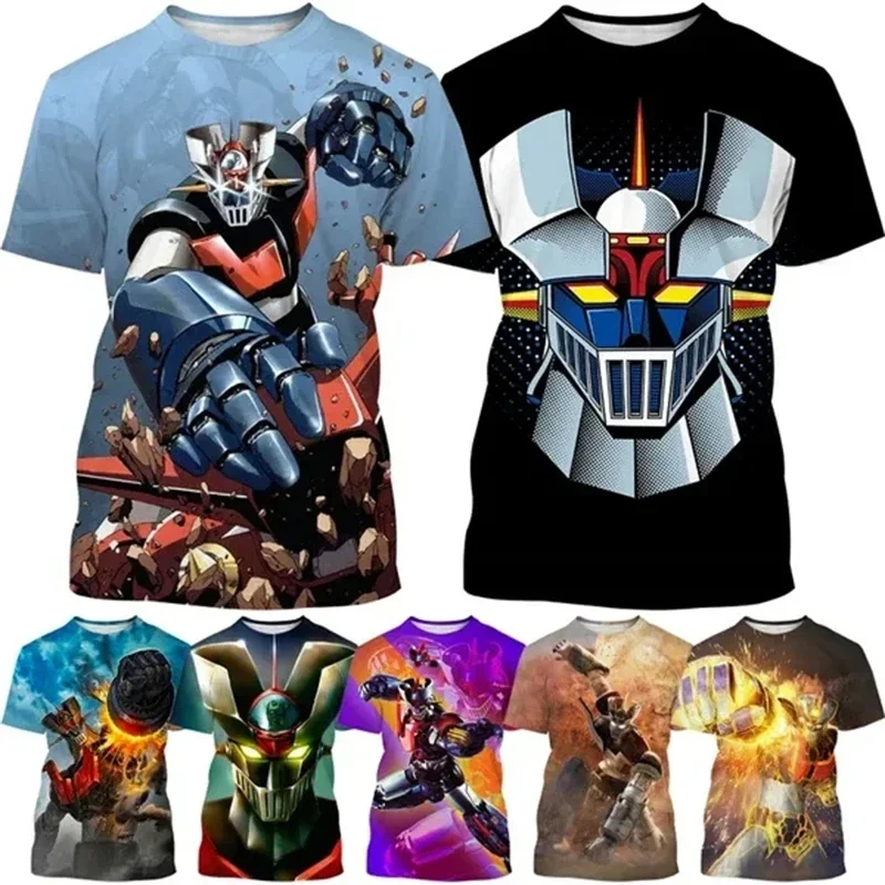 3D Printed T Shirts New Anime Mazinger Z 3D Printed Men's T-Shirts Summer Unisex Casual Harajuku Style Short Sleeve Tops Boys Girls Y2k T Shirt Tees