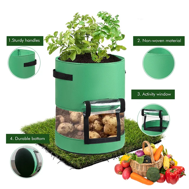 7/10 Gallon Filc Növénynövekedés Táskák Átlátszó Burgonya Edényfogantyú Vegetables Hagyma Sárgarépa Ültető Kültéri Kerti Szerszámok - Image 3