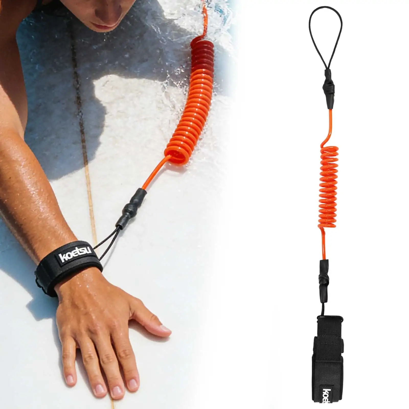 Durable TPU Safety Hand Rope Hook with Elastic Stretch for Fishing Tools and Stand-Up Paddle Boards