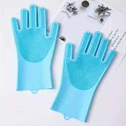 Soft Silicone Pet Grooming & Bathing Gloves for Gentle Hair Removal and Skin Protection (Blue)