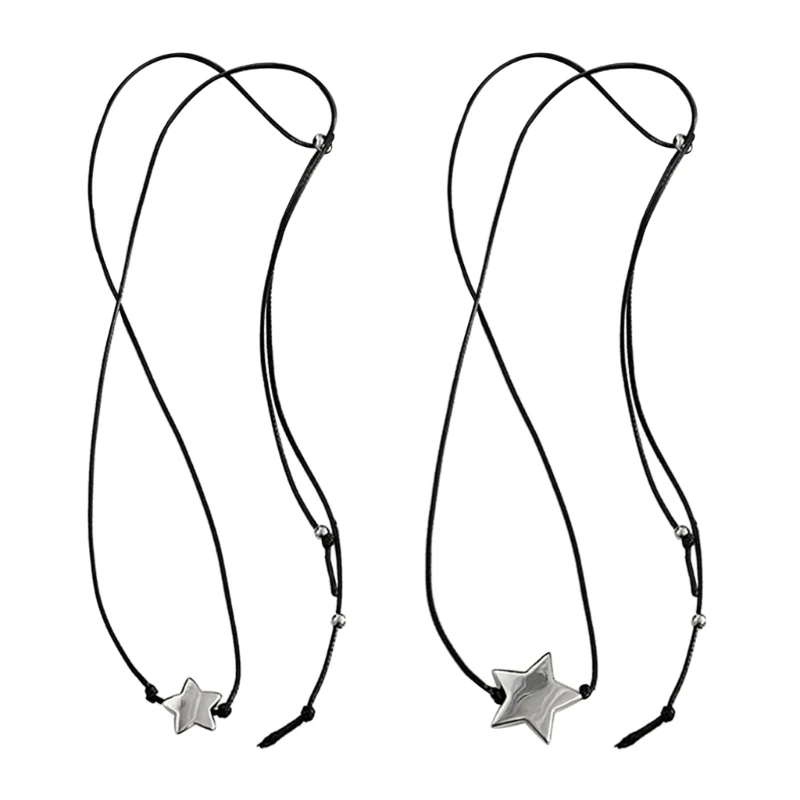 

Metal Star Pendant Necklace Sweet Cool Adjustable Drawstring Necklace Choker Jewelry Clavicle Chain Collar Necklace Dropship