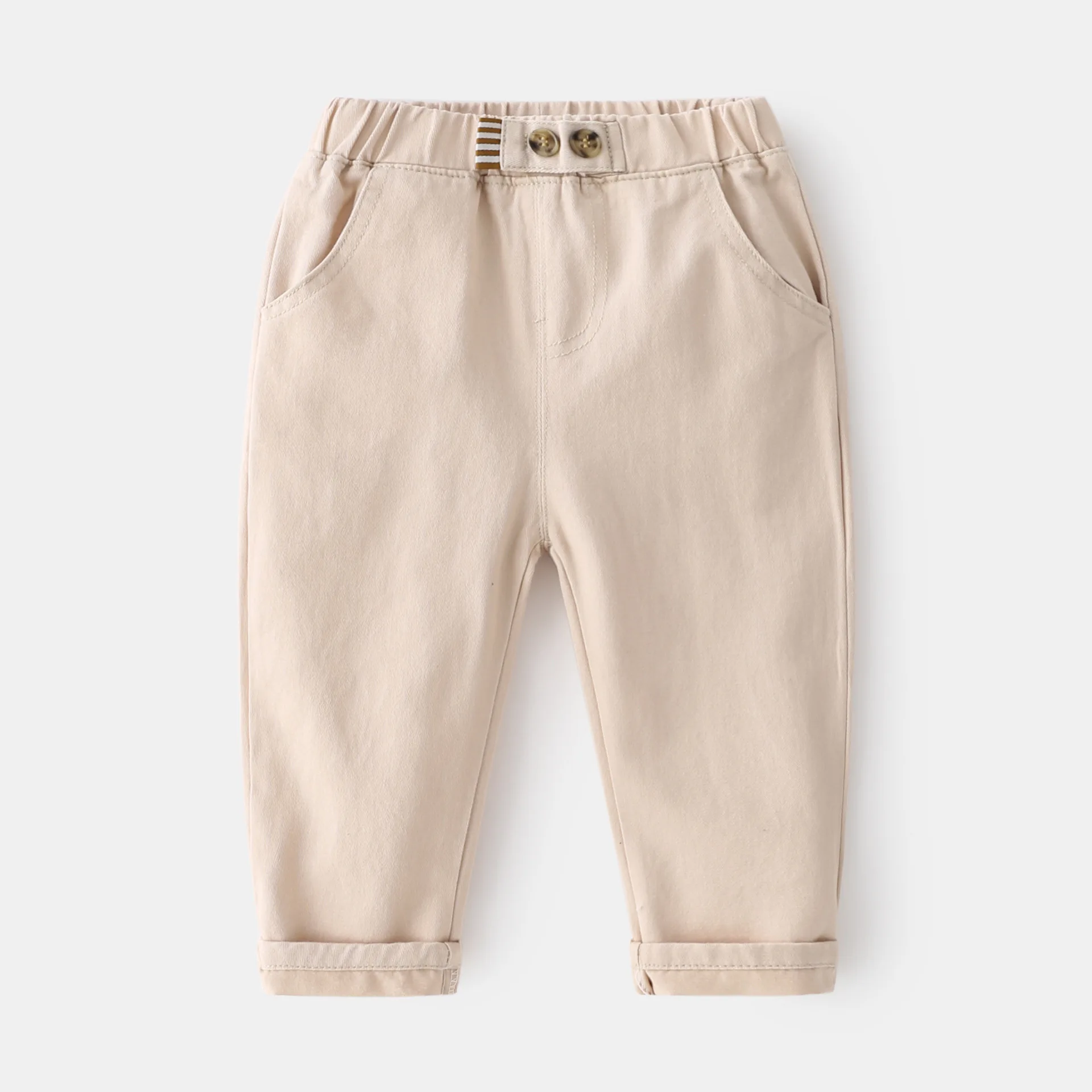 Children Boy Casual Pants Cotton Fashion Button Spring Autumn Child Solid Color Trousers Long Casual Loose Pant Clothes 2-8Y