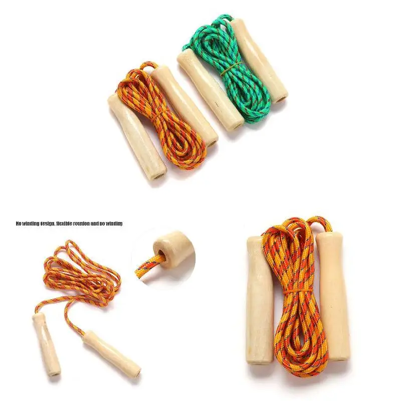 Jump Rope Skipping Rope Wooden Handle Skipping Ropes 2.5M for Students Fitness Training Sport Game