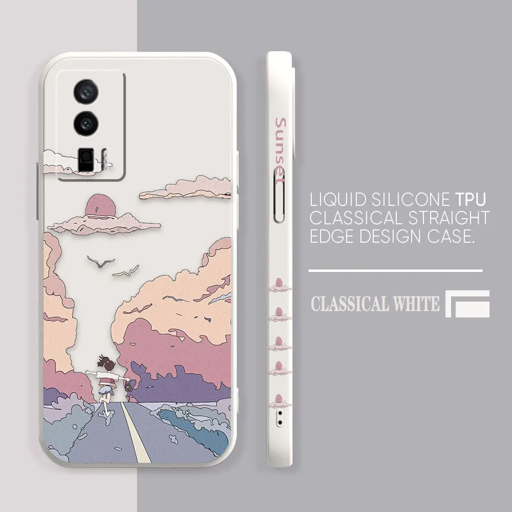 thumbnail image 1 of Case For Redmi K60E K50 K40S K40 K30 K20 10C 9 8A 8 10 Pro 4G 5G Colour Simple Liquid silicone Case Sunset Maple Snow Mountains, 1 of 5