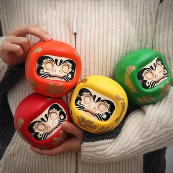 Japanese Ceramic Daruma Statue, Lucky Charm, Zen Ornament, Fengshui Figurine, Money Box, Home Tabletop Decoration, Gifts, 4 1