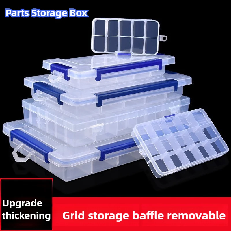Tool Storage Box Multi Grid Clear Plastic Box Rectangular Box Screwdrivers Bits Tools Dustproof Waterproof Packing Storage Cases Container