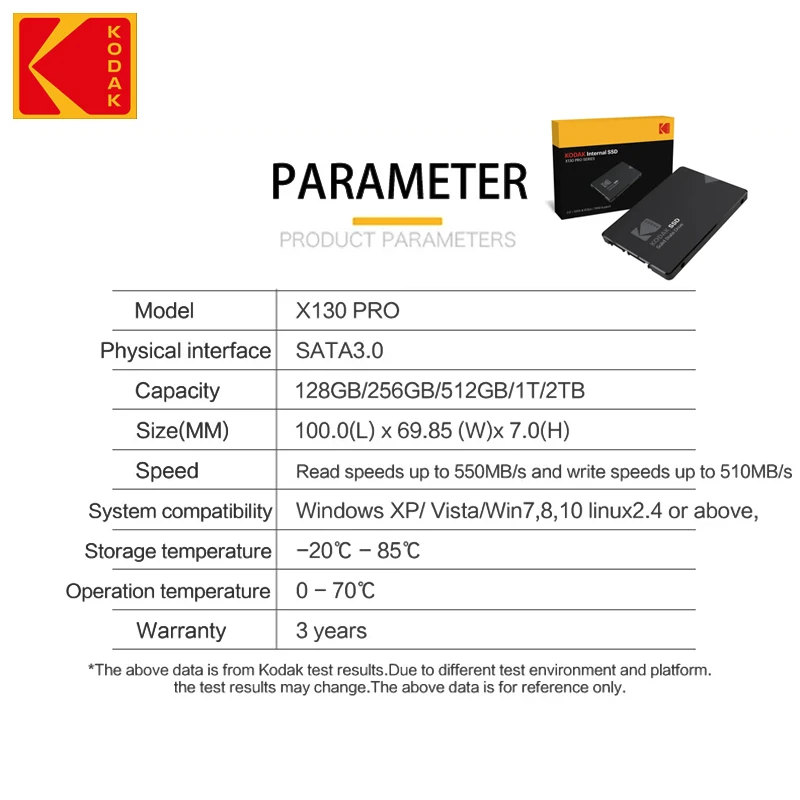 KODAK SSD X130 PRO Sata 3.0 Internal solid state drive 128GB 256GB 512GB 1TB 550MB/S Hdd 2.5 Hard Disk Disc for laptop Desktop