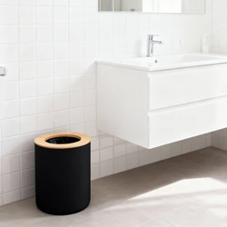 Sleek Black Plastic Trash Can for Home and Office Spaces (Black)