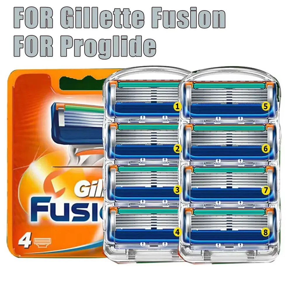 4-12Pcs Razor Blades Replacement Refill Blade Shaver Cassette for Gillette Fusion Proglide for Man Face Care