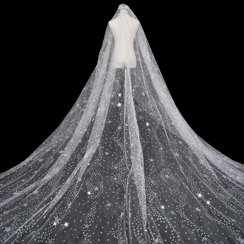 top-quality-35m-length-1t-cathedral-veil-tulle-bridal-veil-with-comb-ivory-stars-printed-wedding-accessories