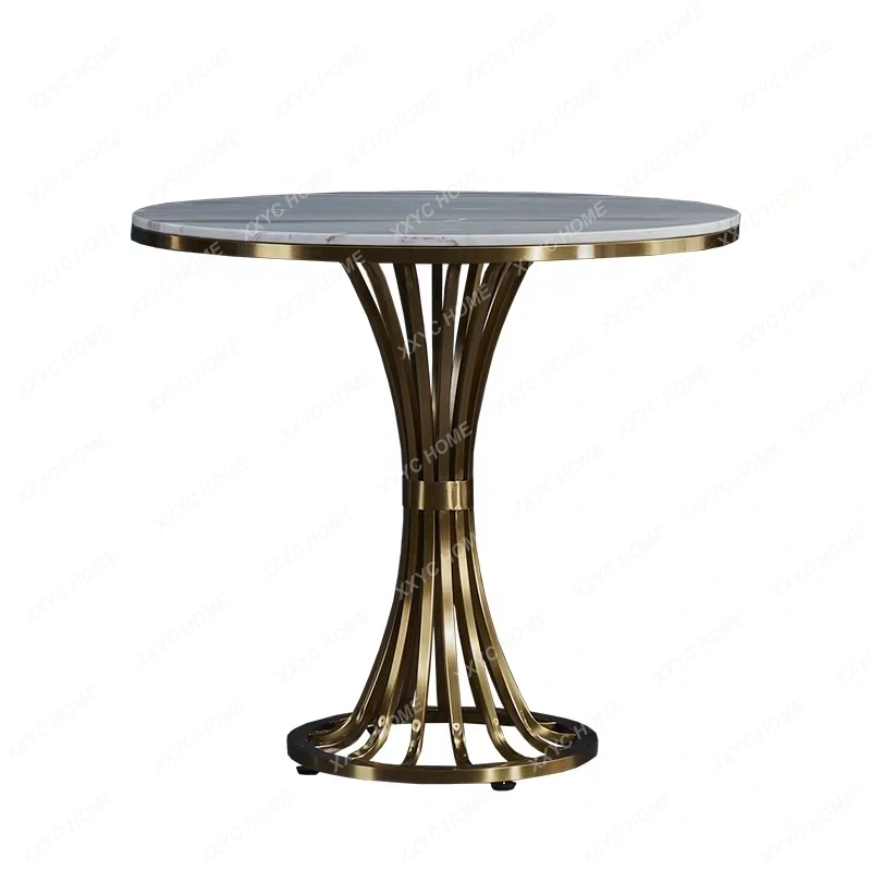 

Customized Light Luxury Post-Modern Conference Table Stainless Steel Marble Small round Table Sales Department Hotel Front