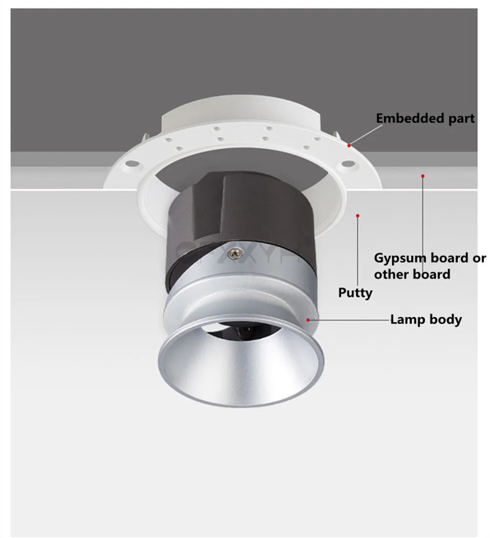 라운드 보더리스 LED COB 눈부심 방지 스포트 라이트, 조도 조절 AC85-265V, 7W, 9W, 12W, 15W, 18W, 24W, 30W LED 다운라이트, 가정용 선박 조명