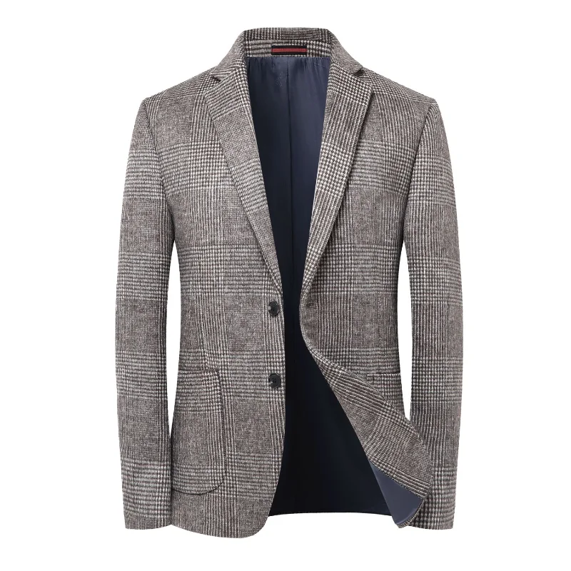 Wool Warm Men Blezer Autumn Winter Men Smart Casual Classic Single Breasted Blazer mens blazer