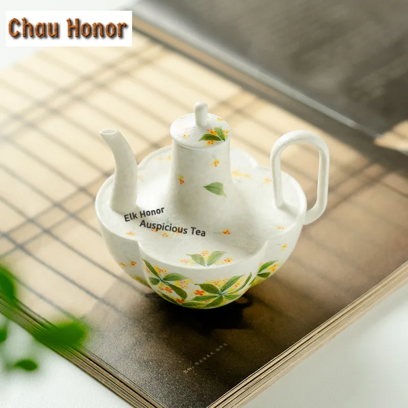 150ml Hand-painted Osmanthus Teapot Handmade Tea Warm Wine Vessel Pot Tea Soaking Kettle With Filter Kung Fu Tea Tableware Gift