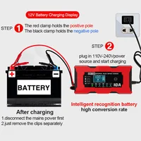 12V 10A Car Battery Charger For Lifepo4 Lead Acid AGM GEL PB Lithium Battery Car Charger Pulse Repair Smart Charger LCD Display - Image 5