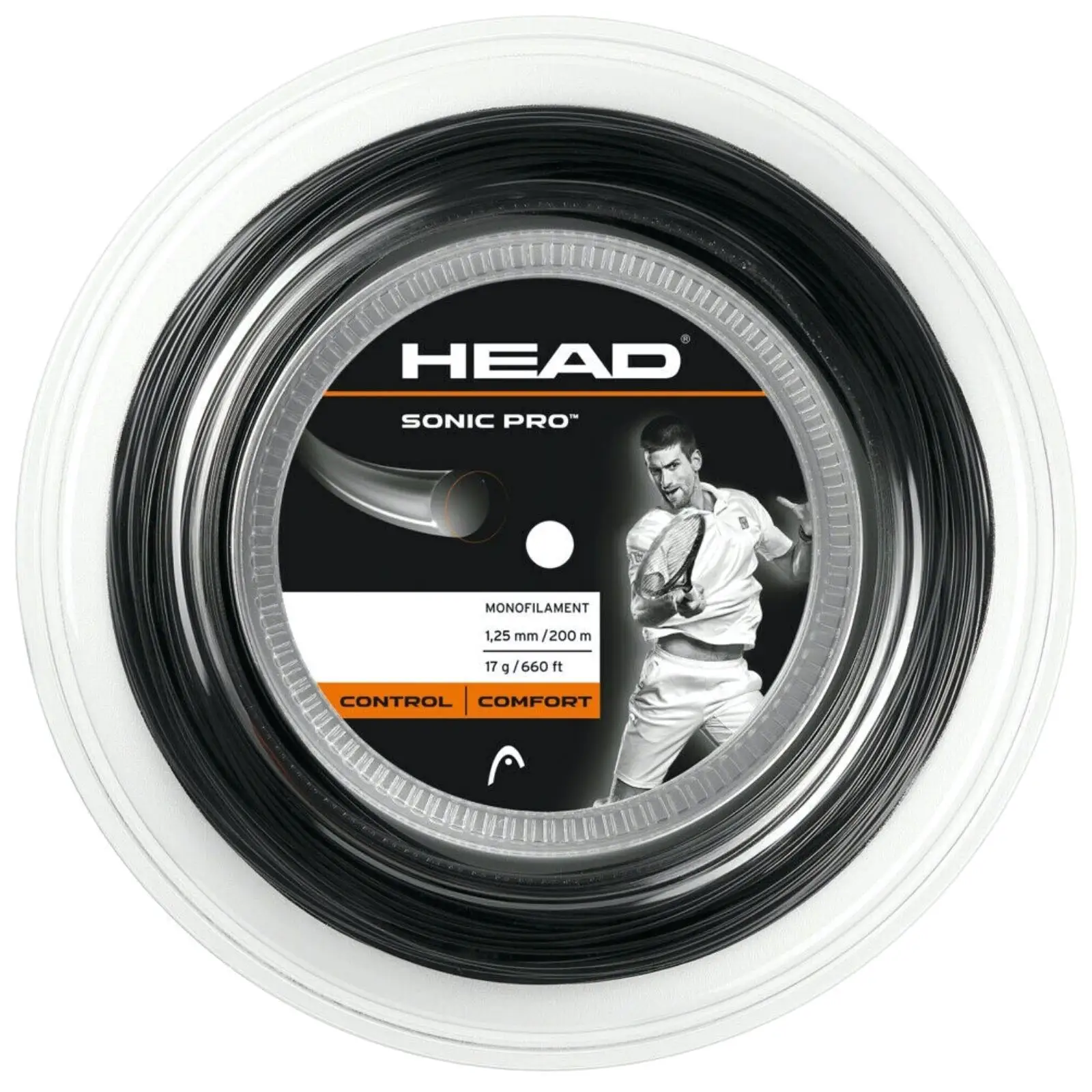 Sonic Pro 17g Tennis String Reel 200m 1.25mm Comfort Control-Black