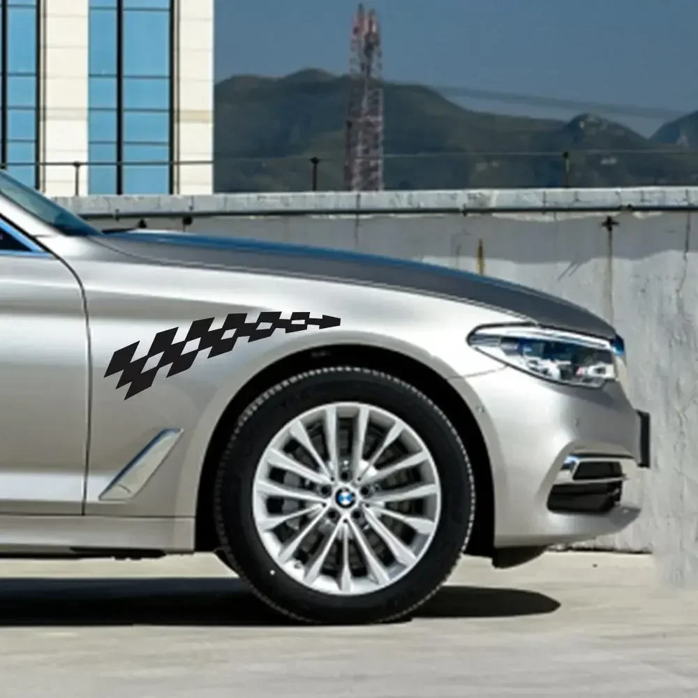 Motorcycle Car Racing Wheel Flags Reflector Stickers Vehicle Car Decals Plaid Safety Vinyl Stickers Prevention Car Decals