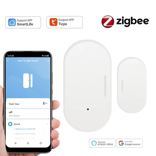 Tuya Zigbee Door Window Sensor Smart Home Security Magnetic Detector APP Remote Wireless Alarm System Works with Alexa/Google 1