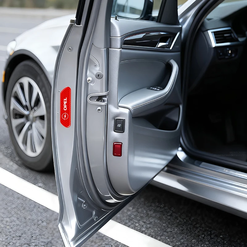 4PCS 반사 자동차 도어 스티커 오펠 아스트라 j 인시그니아 아스트라 g 코르사 자피라 b 모카 비바로 메리바 용 안전 개방 경고 스티커