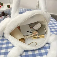 Girls Large capacity Cartoon Anime Cozy Fluffy Tote Bag, Kuromi Plush Tote & Shoulder Bag, Cinnamoroll Melody Faux Fur Handbag 3