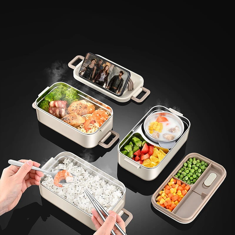 

304 Stainless Steel Double-layer Insulation Lunch Box Portable Children's School Office Picnic With Compartment Food Lunch Box