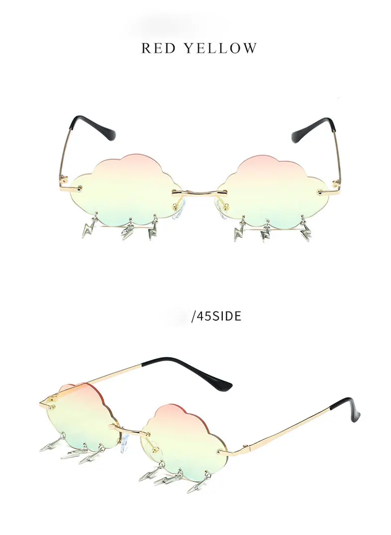 Vintage Clouds Tassel Ladies Sunglasses Fashion Steampunk Rimless Driving Eyewear Women's Sun Glasses Shades UV400 rose gold sunglasses