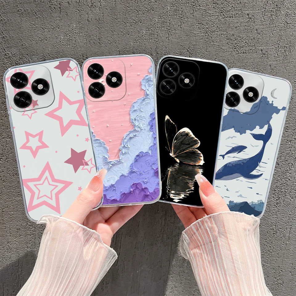 Sunset Rabbit Cat Luxury Anti-Slip Transparent Phone Case