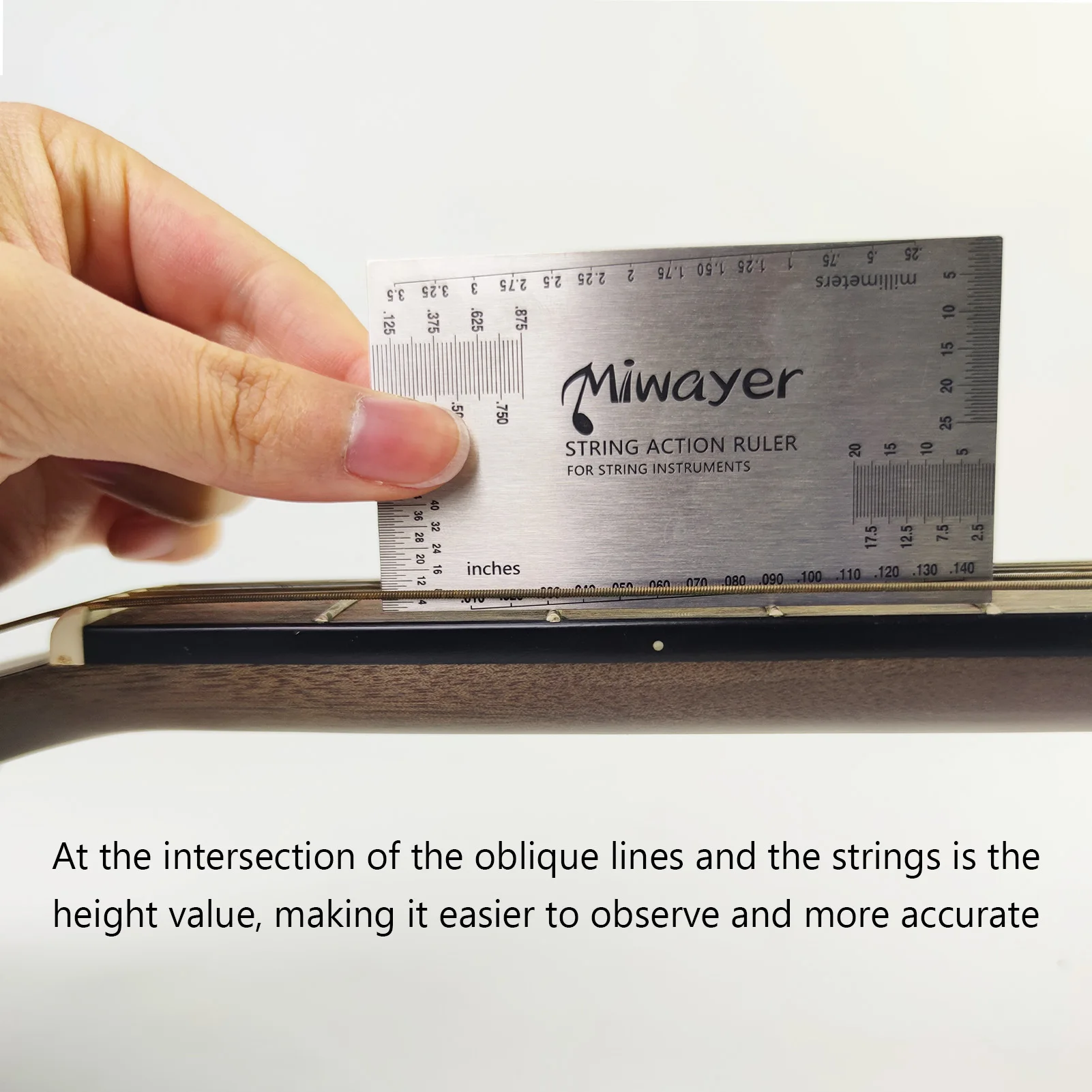 Miwayer String Action Lineal Gauge Gitarrenreparaturwerkzeug für Gitarrenbauer, passend für Gitarre, Ukulele, Bass, Banjo, Mandoline – Detail 9
