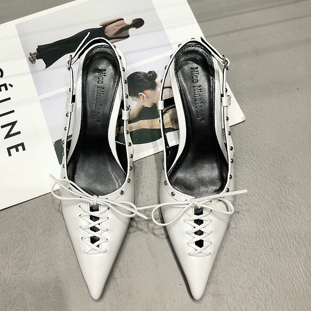 Women Pumps Pointed toe Party Ladies Shoes 2023 Brand Rivets Shoes