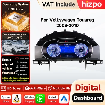 Hizpo 12.3'' Linux 5.4 Panel de Instrumentos Digital para Coche Volkswagen Touareg 2003-2010, Pantalla LCD, Carplay, Android Auto, Modificación de Radio de Coche, Panel de Instrumentos, Grupo de Instrumentos, Velocímetro, Medidor de Velocidad, Conjunto de Instrumentos, Cabina Virtual para Coche 1