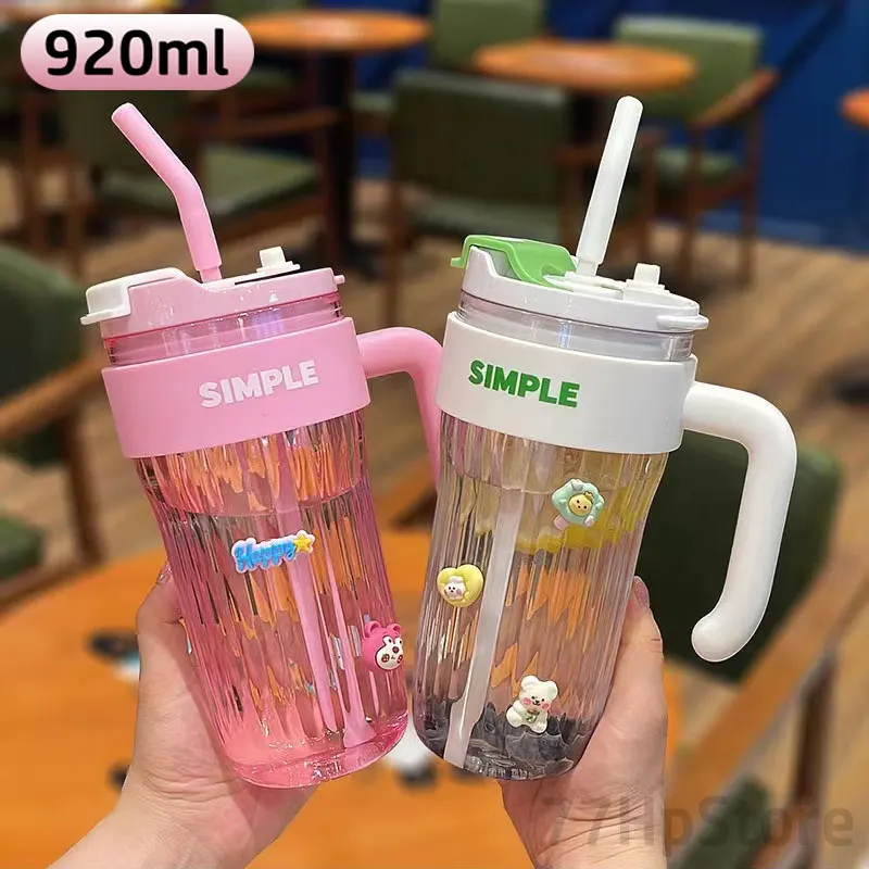 1pc PC Water Bottle(With Straw), Minimalist Clear Drinking Bottle For  Indoor & Outdoor